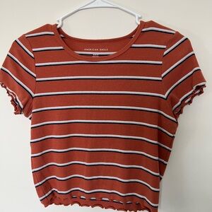 American Eagle Outfitters Brown Red Crop T-Shirt